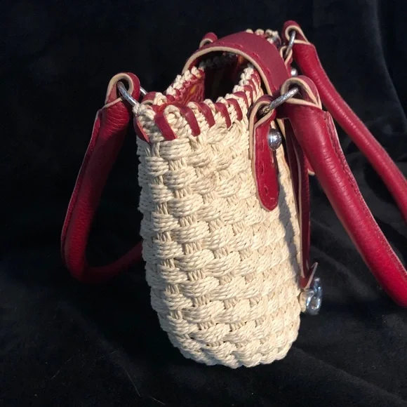 Brighton Red and Tan Woven Straw Bag - Picture 4 of 11